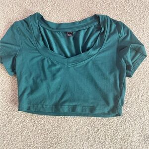 Teal V-Neck Crop Top